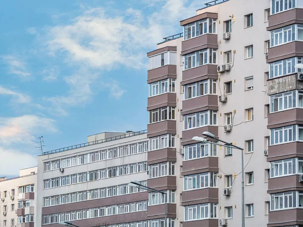 New Reconditioned Old Communist Apartment Building Ugly Traditional Communist Housing — Zdjęcie stockowe