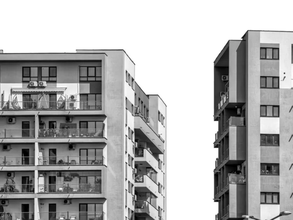 Close Detail Met Een Nieuwbouw Appartementencomplex Boekarest Roemenië Zwart Wit — Stockfoto