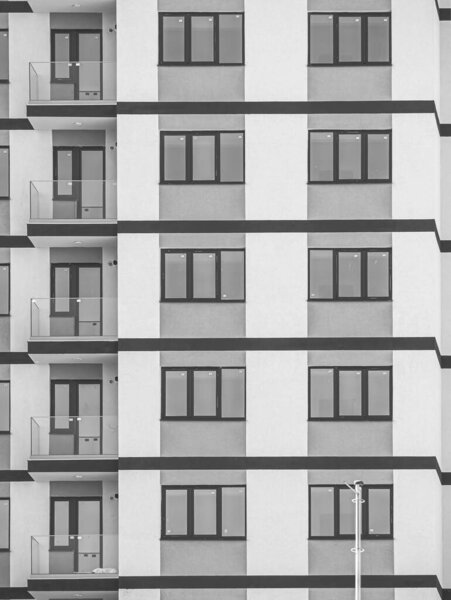 Detail with a apartment building s balcony. Abstract minimalist picture