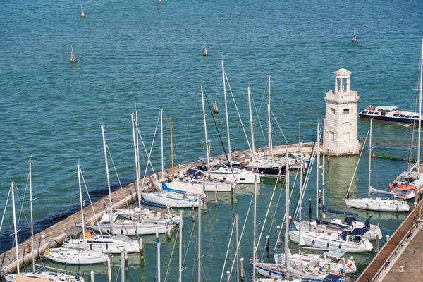 Vista Cima Com San Giorgio Maggiore Yacht Harbor Faro Farol — Fotografia de Stock