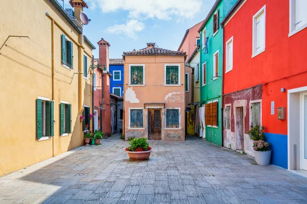 Scène Tranquille Avec Les Maisons Colorées Île Burano Venise — Photo
