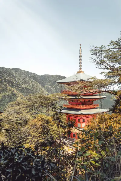 stock image View with Seiganto ji Temple Sanjuno to 3 Storied Pagoda in Nachikatsuura, Wakayama, Japan