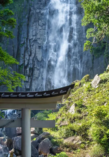 stock image View with Nachi Waterfall located in Nachikatsuura, Wakayama, Japan. Beautiful natural landscape scenery