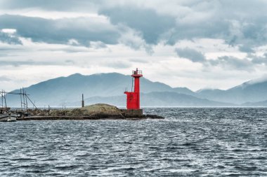 Scenic view with Ine Port Kanjagahana Lighthouse at Ine Bay, in the village of Ine, Japan clipart