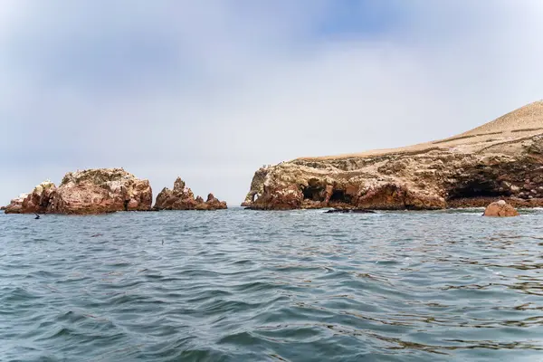 Peru 'daki Ballestas Adaları' nın engebeli kıyı kayalıklarından çarpıcı bir manzara.