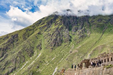 Ollantaytambo, Peru - March 17, 2025: Scenic landscape view with Ollantaytambo Archeological Site in the Sacred Valley of the Incas, Peru.