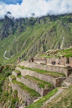 Ollantaytambo , Peru - March 17, 2025: Tourists exploring Ollantaytambo Archaeological Site, a major Inca ruin and popular attraction in the Sacred Valley