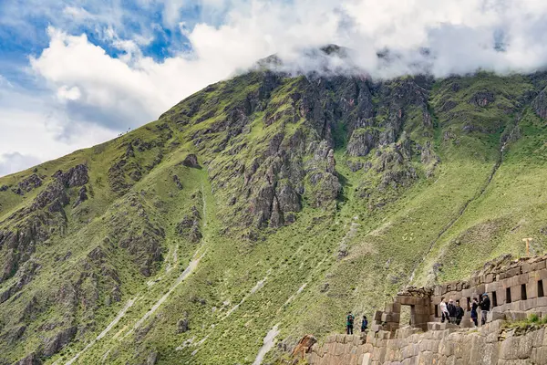 Ollantaytambo, Peru - March 17, 2025: Scenic landscape view with Ollantaytambo Archeological Site in the Sacred Valley of the Incas, Peru.