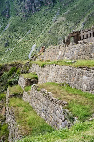 Scenic landscape view with Ollantaytambo Archeological Site in the Sacred Valley of the Incas, Peru.