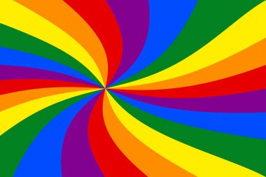 Renkli Gökkuşağı LGBTQ gurur bayrağı yıldızı veya güneş patlaması girdabı.