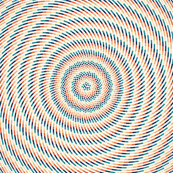 Dairesel şekildeki Retro renkli noktalar. Soyut geometrik tasarım. Renkli noktalı filoteksen girdap dizilimi.