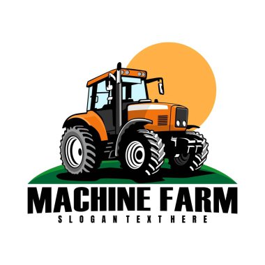 makine çiftliği logo tasarım vektörü