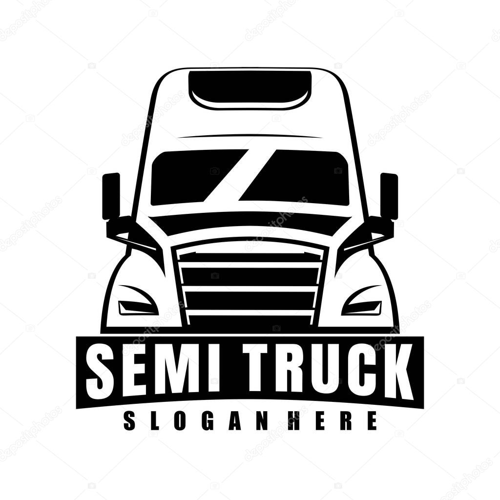 Semi truck illustration logo design vector