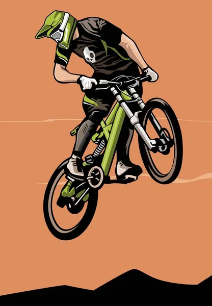 Bicicleta Montaña Diseño Logo Símbolo Vector — Vector de stock