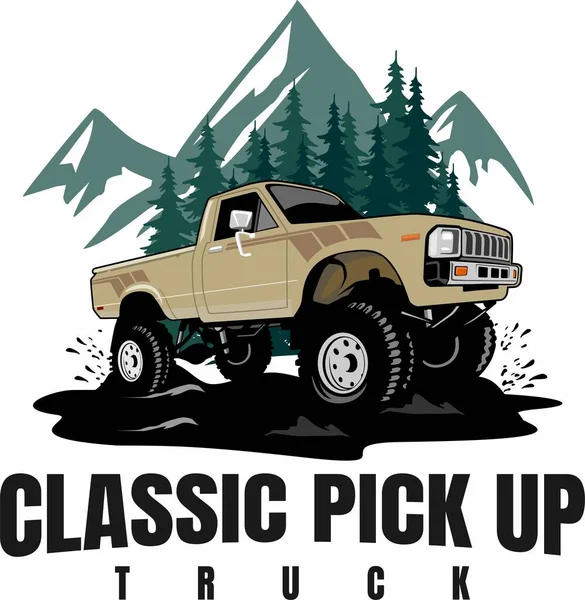 Classique Pick Camion Logo Design Vecteur — Image vectorielle