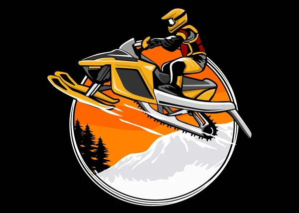 Snowmobile Trail Logo Desain Vektor - Stok Vektor