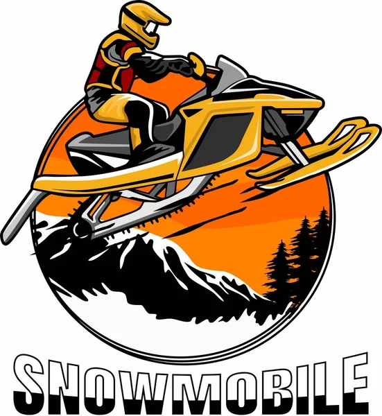 Trilhas Snowmobile Logotipo Vetor Design — Vetor de Stock