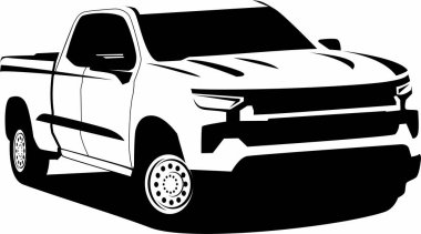 siyah beyaz kamyon tasarım vektörünü al