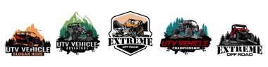 UTV off-road sosyal kulüp logo tasarım vektörü seti