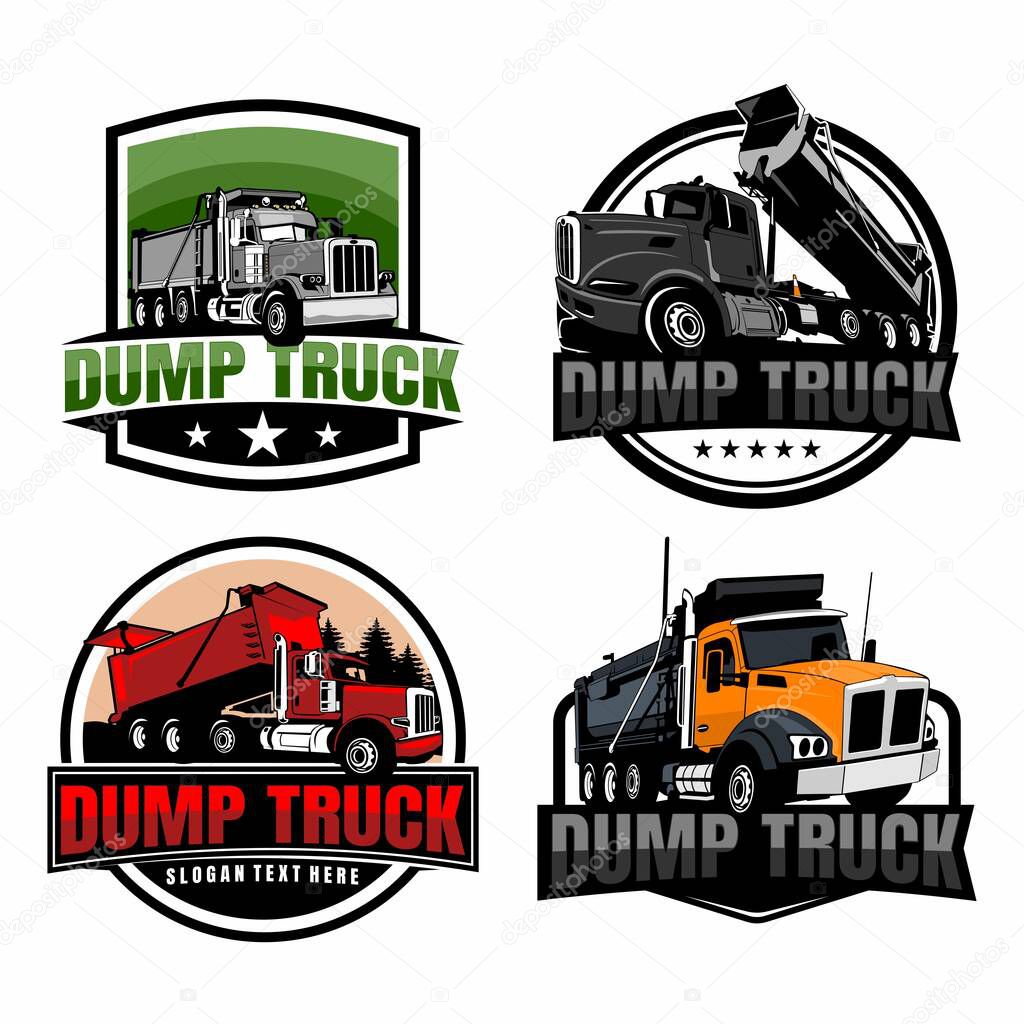 Dump truck logo design icon illustration vector set