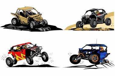 UTV off-road sosyal kulüp logo tasarım vektörü seti