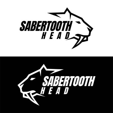 kılıç dişli kafa çizgisi logo tasarımı vektör sanatı