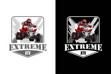 kırmızı ATV ekstrem aksiyon spor logosu çizim vektörü