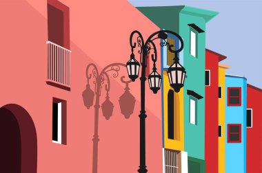 renkli bina evleri çizim vektör sanatı