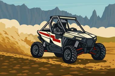 Extreme Utv Araç Dağ Arabası Resim Çizimi Arkaplan Tasarım Sanatı