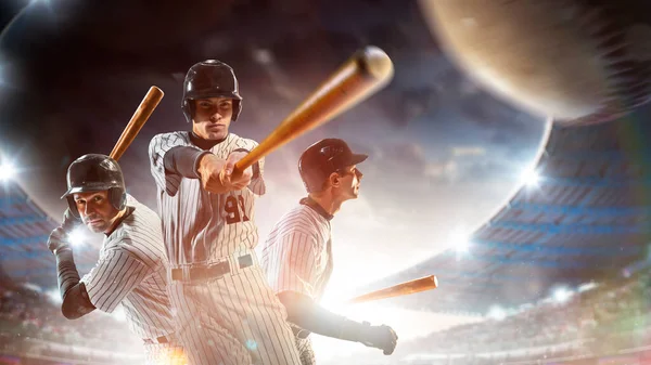 Profi Baseball Játékosok Akcióban Nagy Arénában — Stock Fotó