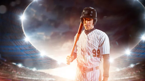 Profi Baseball Játékos Akcióban Grand Arénában — Stock Fotó