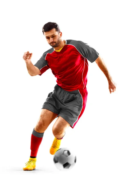 Football Soccer Player Action Isolated White Background — Stock Photo, Image