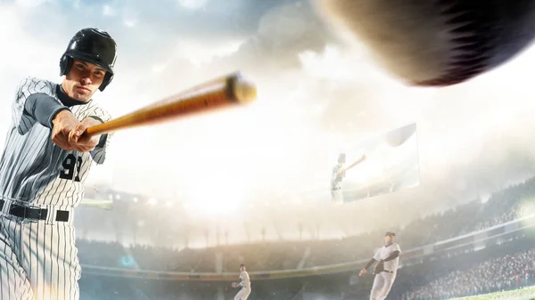 Baseballprofi Aktion Auf Der Großen Arena — Stockfoto