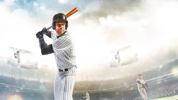 Profesionální Hráč Baseballu Akci Velké Aréně — Stock fotografie