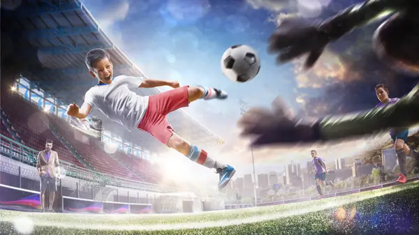Entraînement Des Joueurs Football Professionnels Pour Enfants Adultes Sur Grand Photos De Stock Libres De Droits