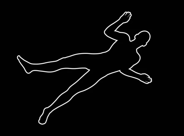 Иллюстрация Силуэта Линии Преступления Жертвы Черном Фоне — стоковое фото