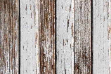 Close up photo texture of old wood painted plank surface, vertical view.