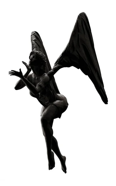 Isolated Render Illustration Black Marble Female Angel Statue Leaning Pose — Stock Photo, Image