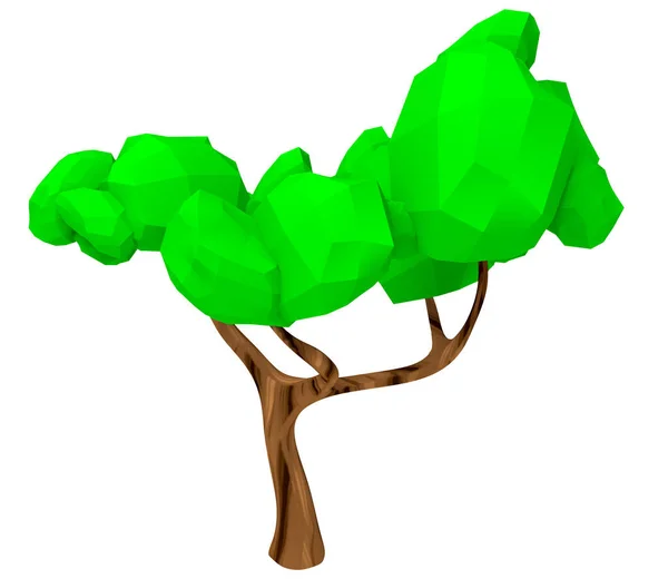 Isolated Render Illustration Isometric Game Lowpoly Style Tree — Stock Photo, Image