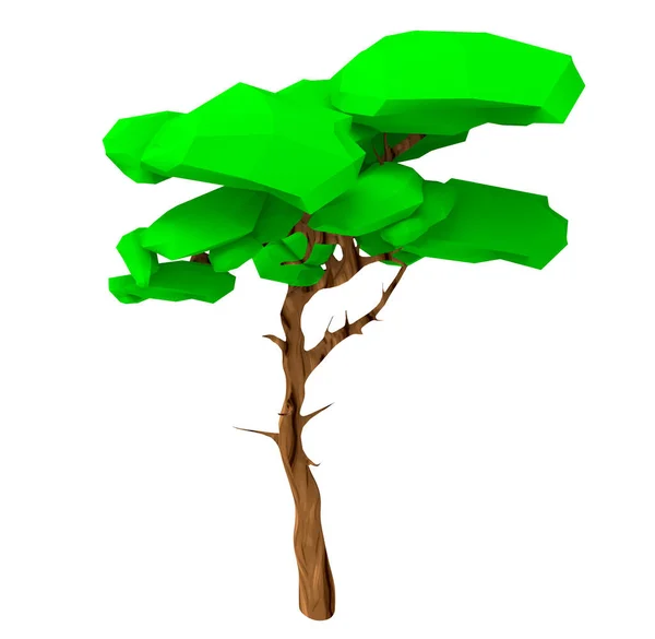 Isolated Render Illustration Isometric Game Lowpoly Style Rosewood Tree — Stock Photo, Image