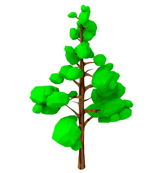 Изолированная Трехмерная Иллюстрация Изометрического Дерева Низкого Стиля Игры — стоковое фото