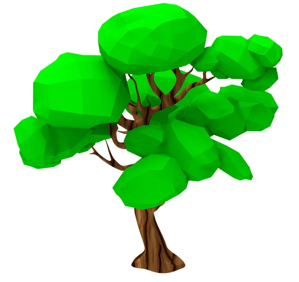 Isolated Lowpoly Render Illustration Isometric Maple Game Tree — Stock Photo, Image