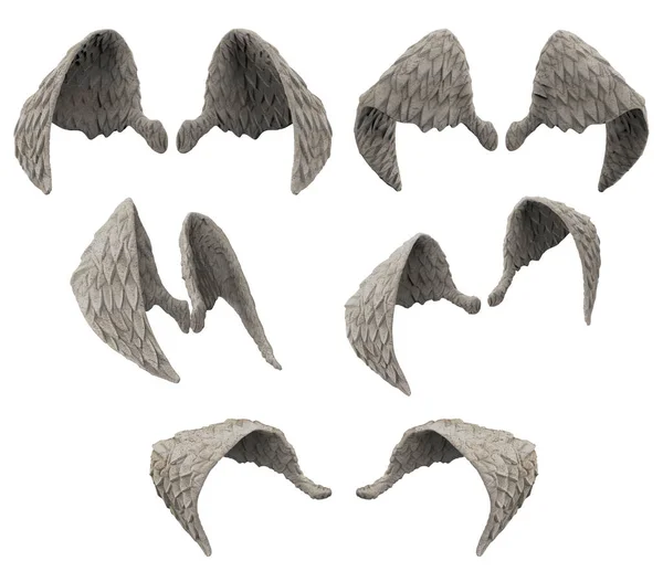 石像古典的な天使の翼の隔離された3Dレンダリングのイラスト さまざまな角度 — ストック写真