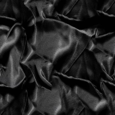 Siyah buruşuk ipek ya da saten kumaş kumaşının kusursuz desenli fotoğrafı.
