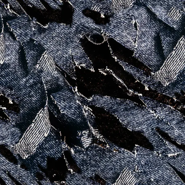 Naadloze Textuur Foto Van Blauw Gekleurd Gesneden Gescheurd Denim Jeans — Stockfoto