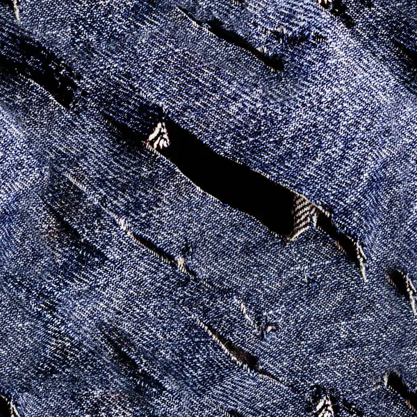 Naadloze Textuur Foto Van Blauw Gekleurd Gesneden Gescheurd Denim Jeans — Stockfoto
