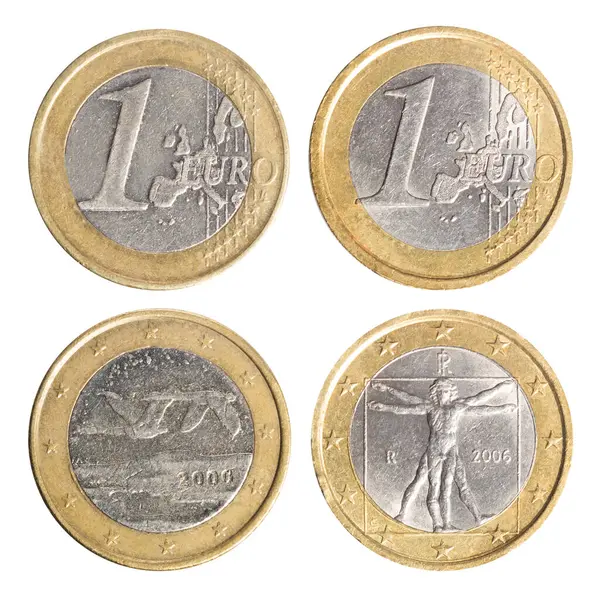 stock image Isolated photo of 1 Finland and Italian euro bi-metal coin on white background.