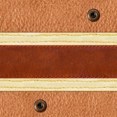 Seamless 4k photo texture photo of brown colored leather material with brass rivets and beige leather belts. clipart