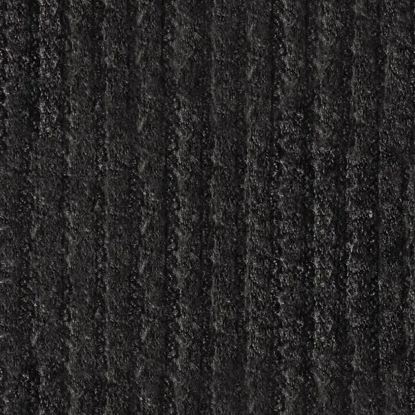 Dikey dikişli siyah tırtıklı pamuk kürkünün pürüzsüz 4k fotoğraf dokusu.