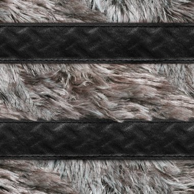 Açık gri ve kırmızı kürklü, siyah deri kayışlı, kusursuz 4k fotoğraf malzemesi..